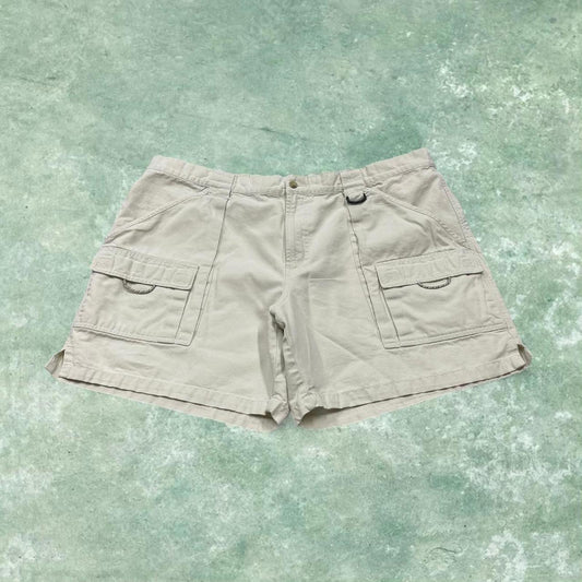 Y2k loose Columbia cargo shorts technical style cream Loose summer festival shorts