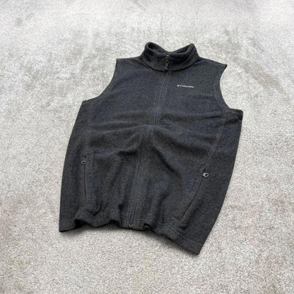 Grey Columbia technical fleece gilet XL women's y2k style full zip up autumn