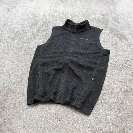 Grey Columbia technical fleece gilet XL women's y2k style full zip up autumn