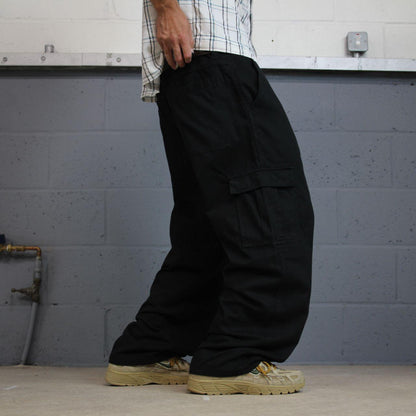 Baggy Wrangler cargo pants y2k black Loose leg 2000s style skater work pants