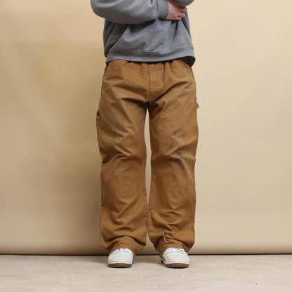 Tan Dickies carpenter jeans W42L32 loose canvas 90s style skater cargo pants