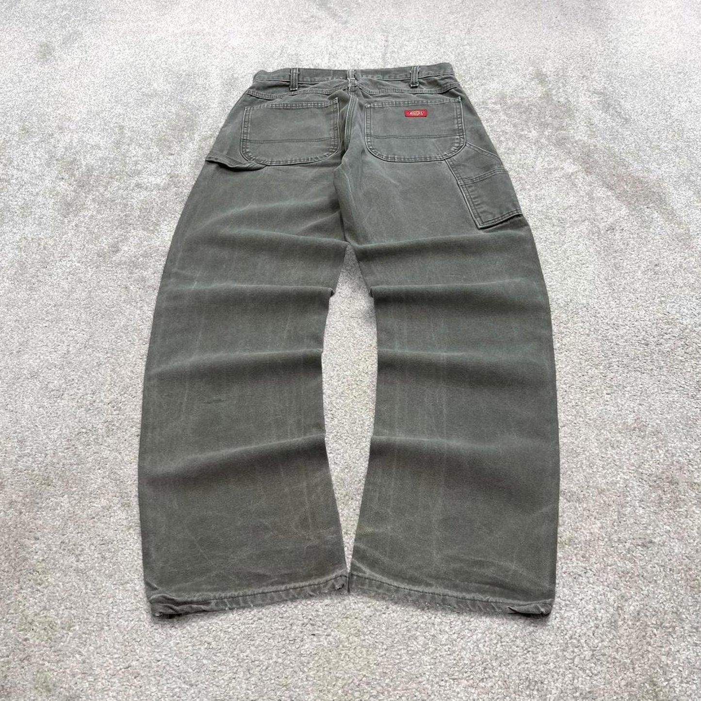 Green Dickies carpenter jeans W32L34 baggy 90s skater style canvas work cargos