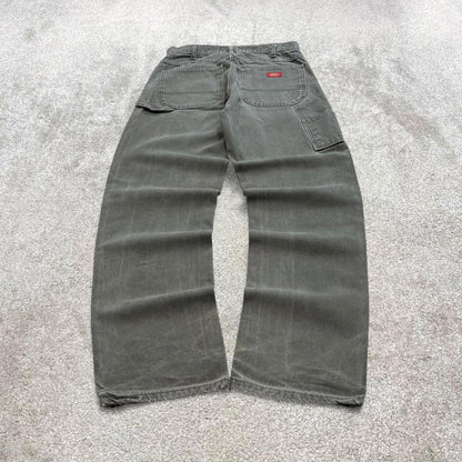 Green Dickies carpenter jeans W32L34 baggy 90s skater style canvas work cargos