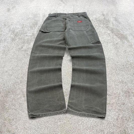 Green Dickies carpenter jeans W32L34 baggy 90s skater style canvas work cargos