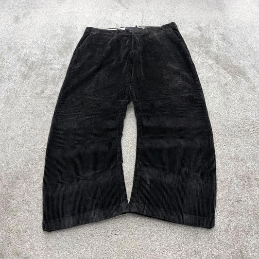 Vintage baggy corduroy trousers wide wale black Blue Harbour M&S W36L29 loose jumbo cord pants 90s
