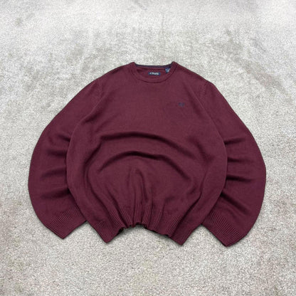00s CHAPS knit sweater jumper XXL men's burgundy knitted pull over y2k 00s style