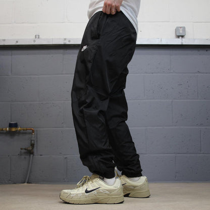 Nike tracksuit bottoms Y2K black Loose mesh lined embroidered cuffed track pants