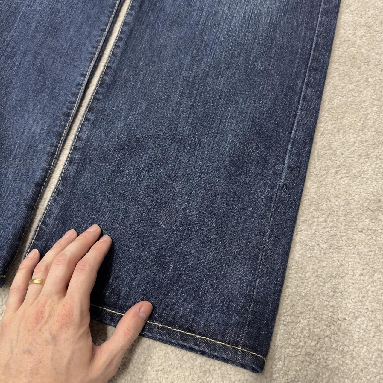 Y2K embroidered baggy jeans Live Mechanics blue denim Loose straight skater surf style jeans