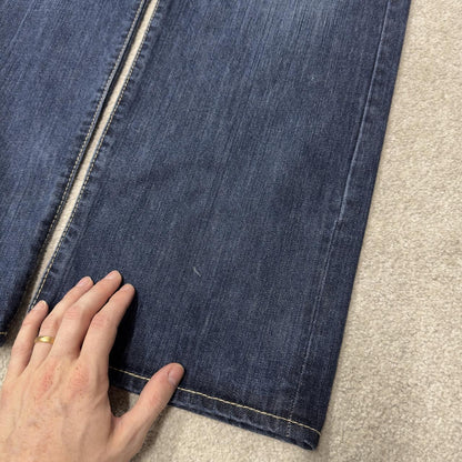 Y2K embroidered baggy jeans Live Mechanics blue denim Loose straight skater surf style jeans