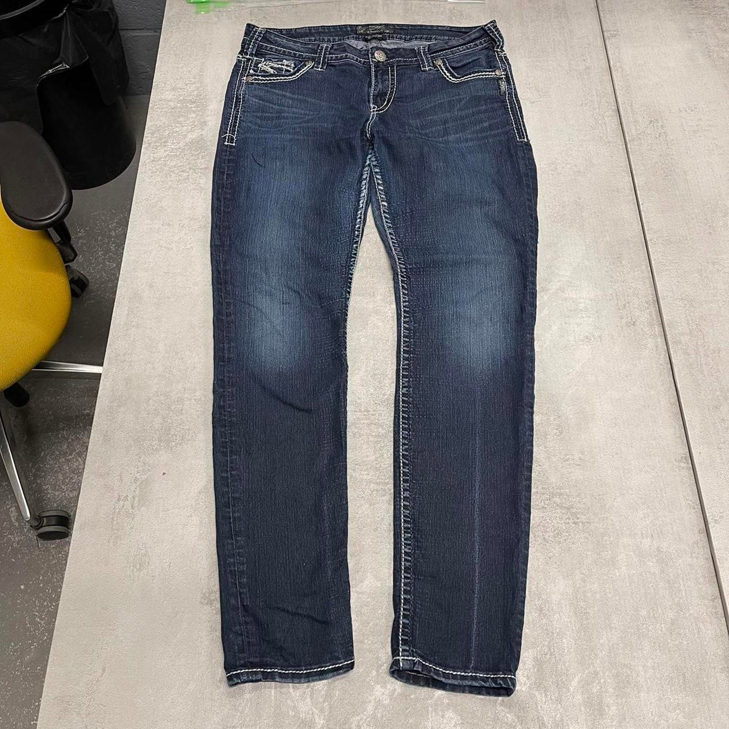 Silver embroidered jeans W33L30
