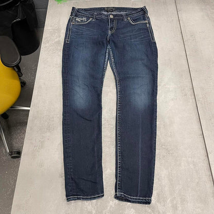 Silver embroidered jeans W33L30
