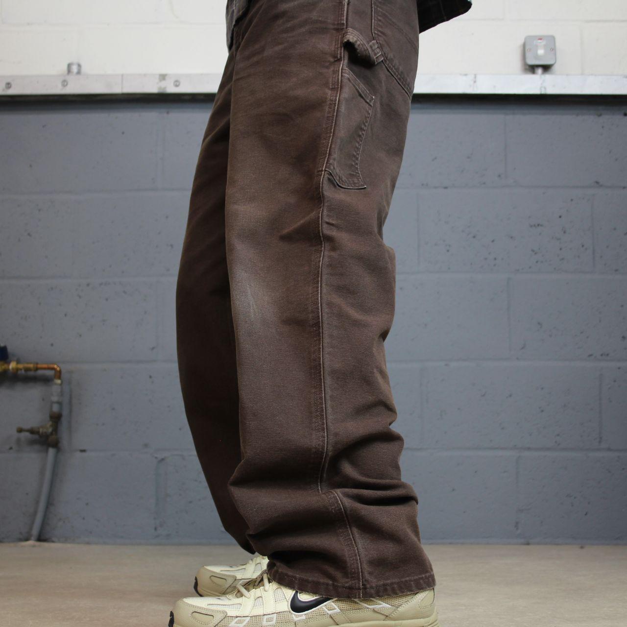 Brown baggy vintage Carhartt carpenter jeans y2k Loose leg canvas skater style workwear