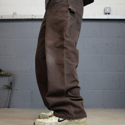 Brown baggy vintage Carhartt carpenter jeans y2k Loose leg canvas skater style workwear