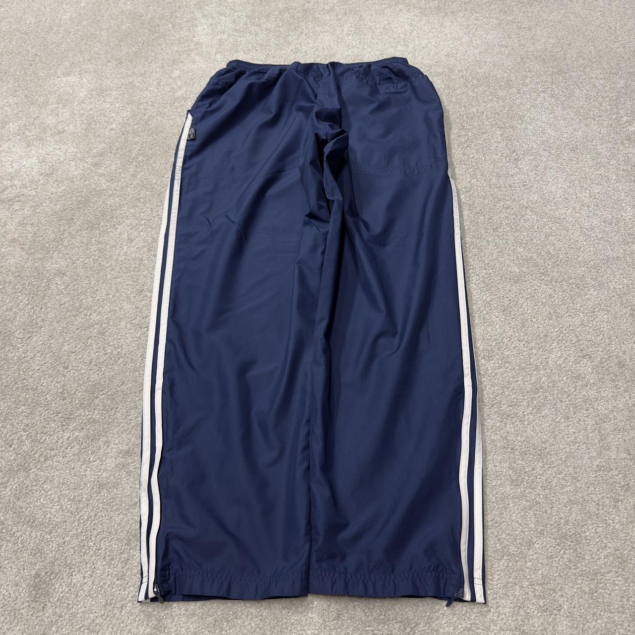 Y2K baggy Adidas tracksuit bottoms navy XL Loose leg mesh lined side stripe track