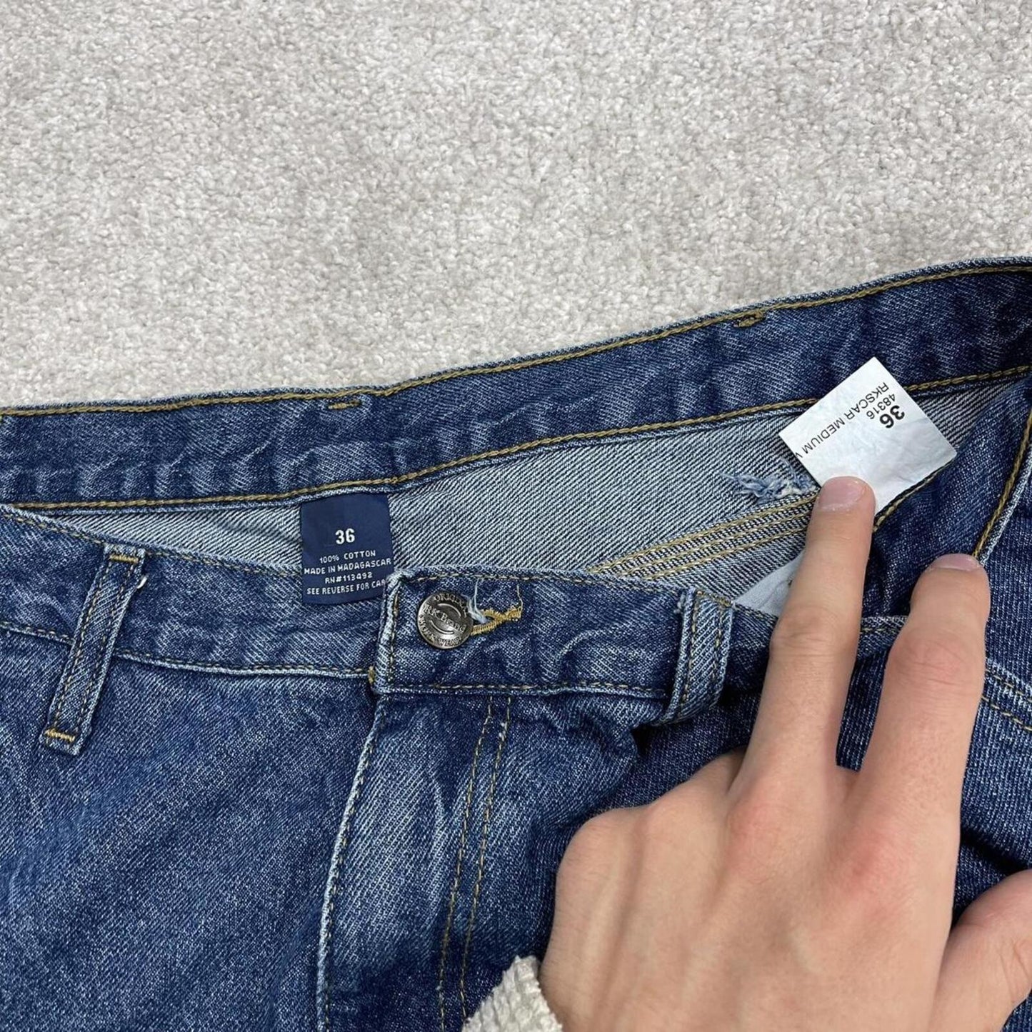 Baggy denim cargo shorts carpenter blue RK Brand loose skater style summer jorts