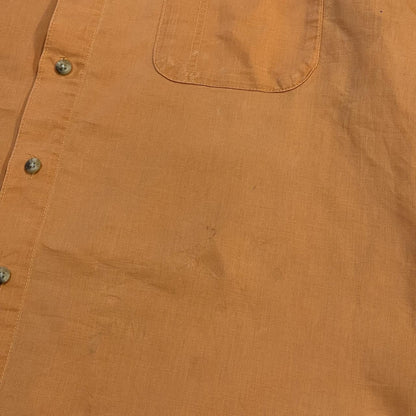 Columbia technical short sleeve shirt orange Festival style button down summer hiking shirt