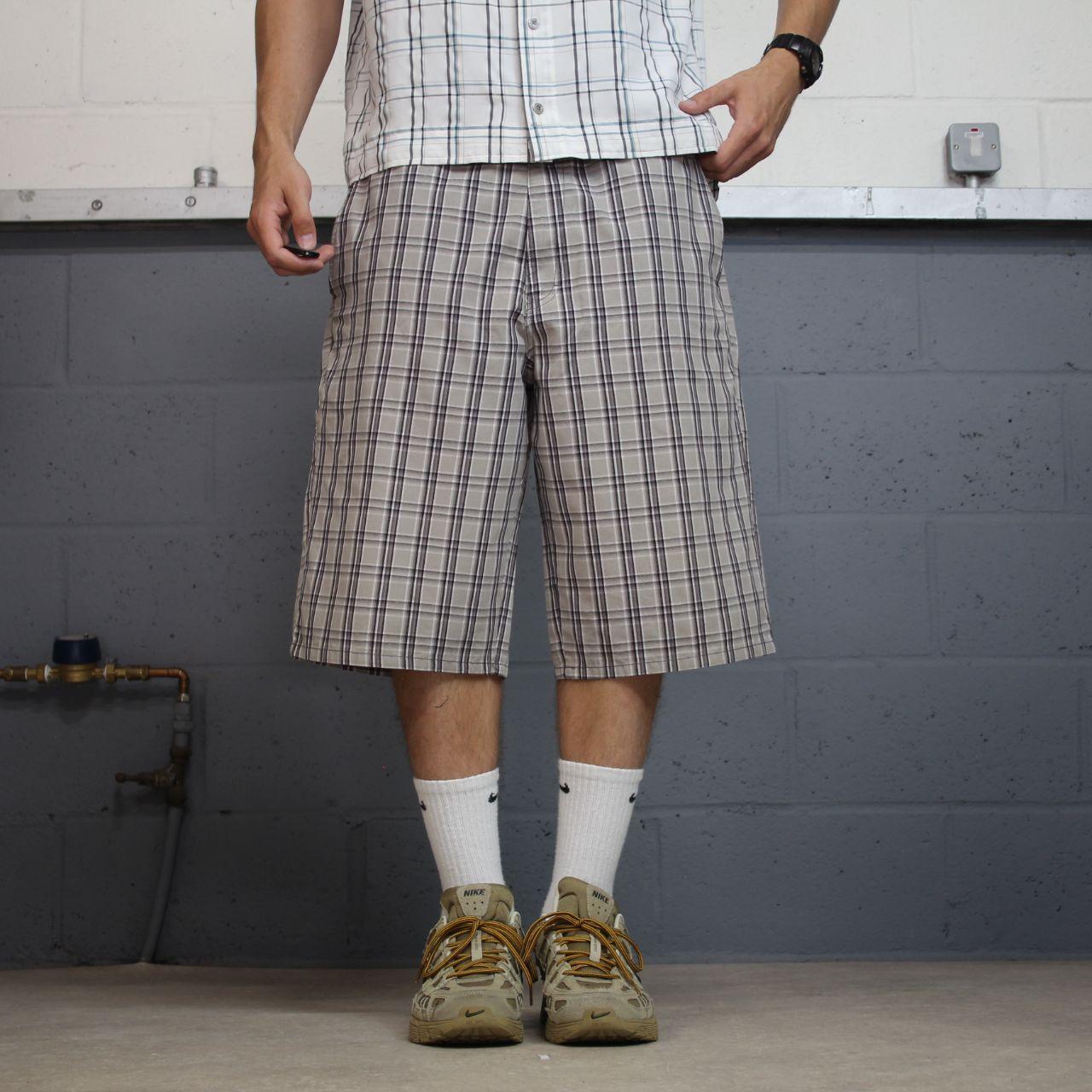 Dickies baggy checkered chino shorts carpenter grey Chino skater / surf check shorts loose festival
