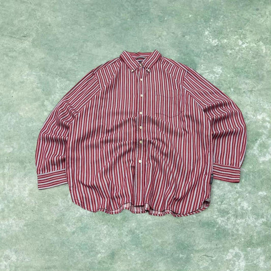 Y2K CHAPS striped shirt red Long sleeve vertical stripe button down