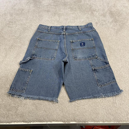 Denim carpenter shorts Y2K cargo blue RK Brand loose skater style surf jorts
