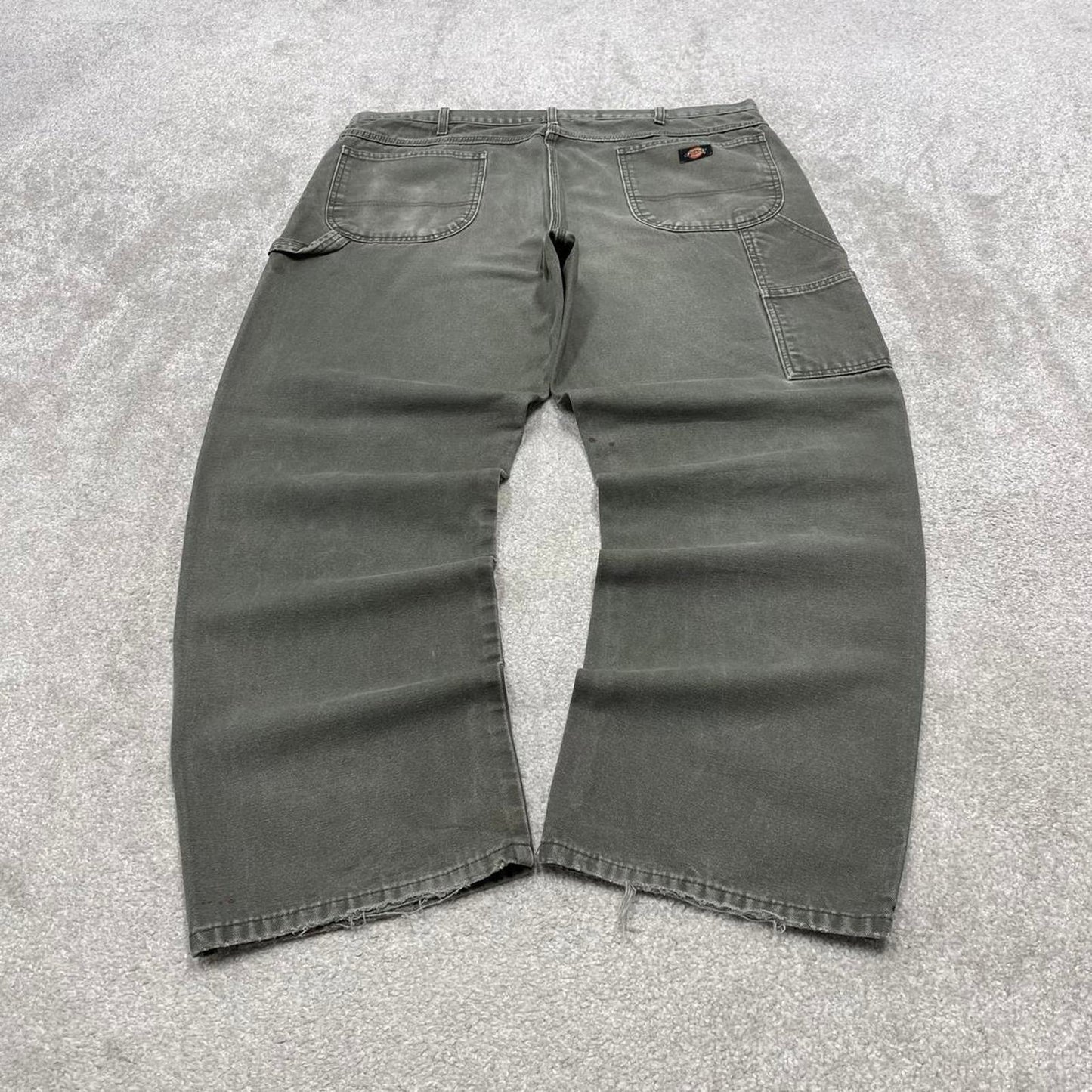 Baggy Dickies carpenter jeans skater workwear W40L32 Green canvas cargos 90s style pants streetwear