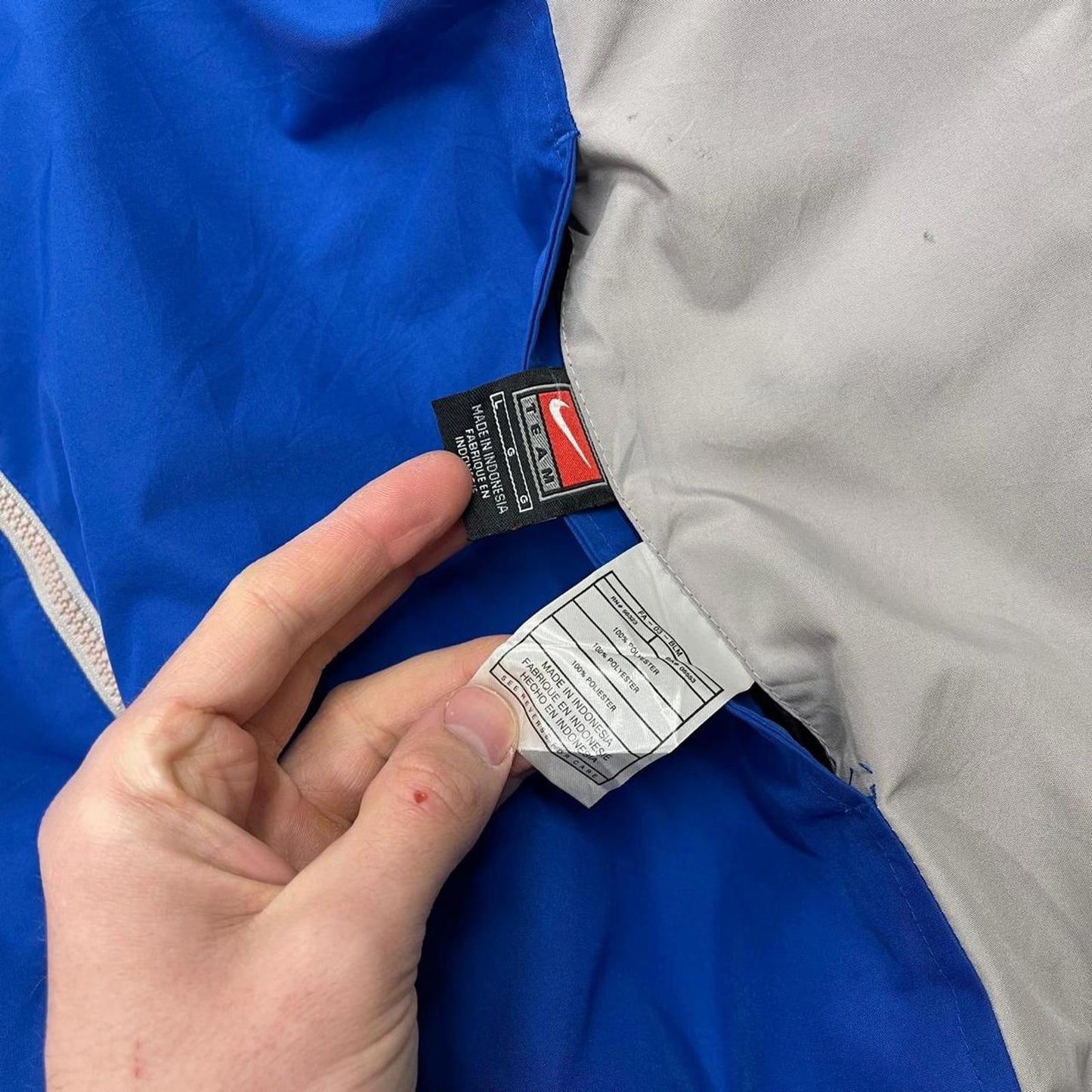 Vintage y2k Nike Team reversible technical windbreaker jacket blue grey Padded adjustable tech coat