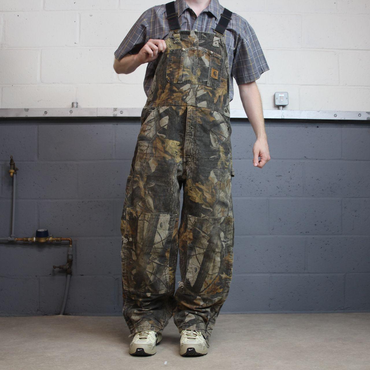 Carhartt baggy camo dungarees wide leg camo Canvas quilted Realtree camouflage bib overalls utility