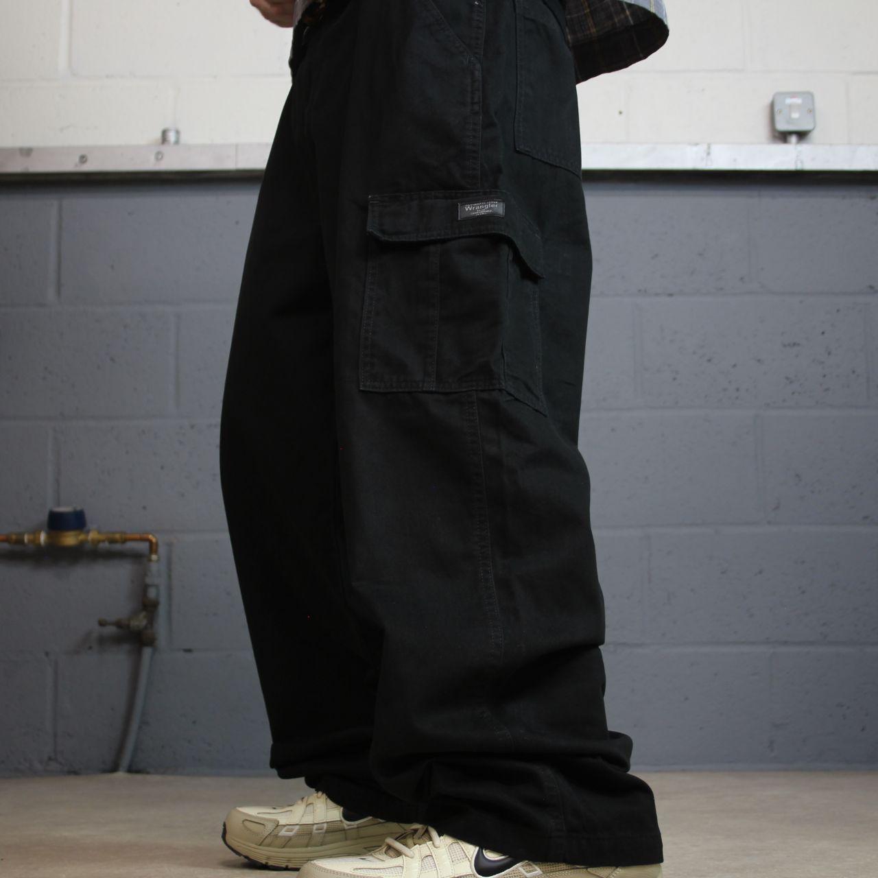 Wrangler baggy cargo pants y2k black W36L32 wide leg Loose fit 100% cotton skater work pants