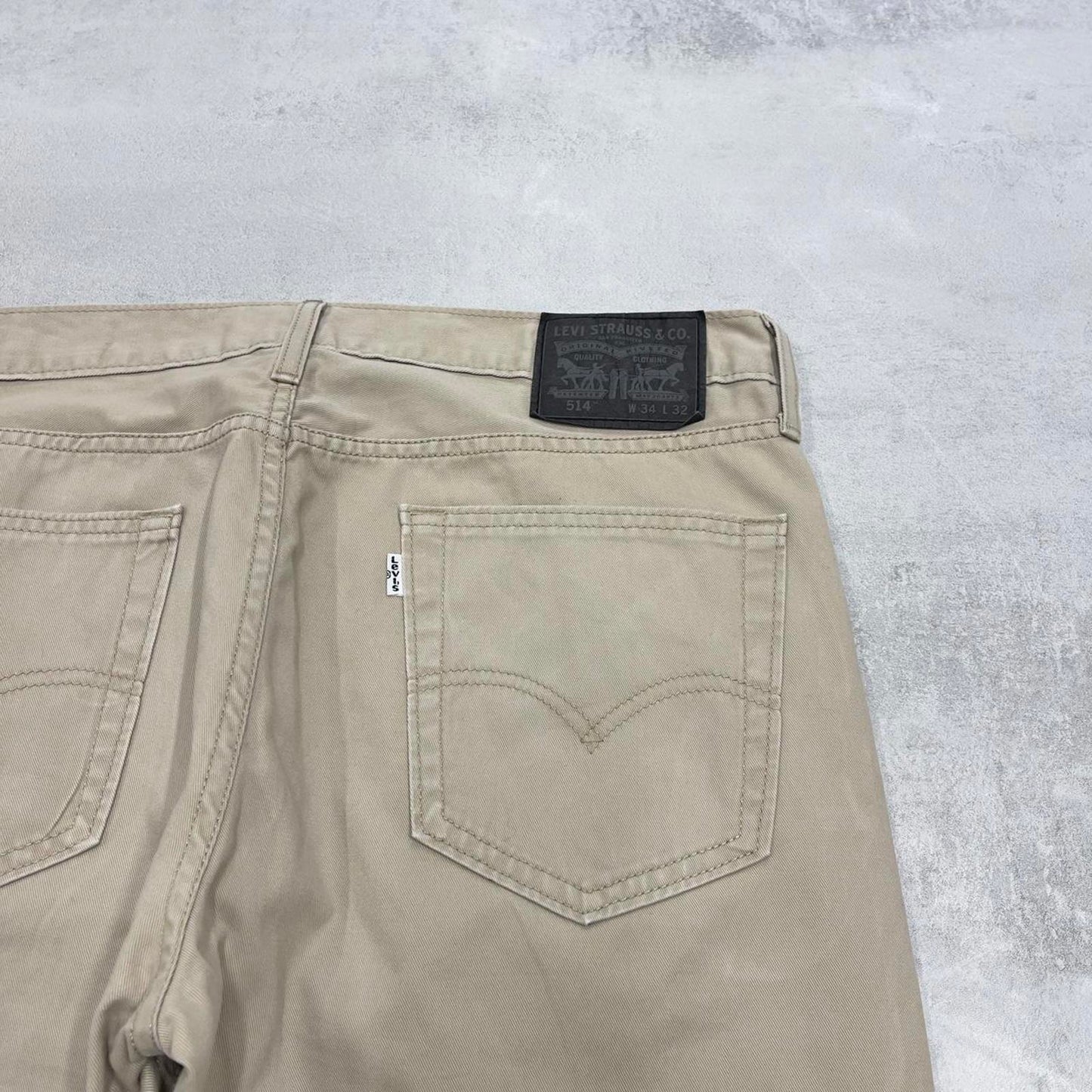 Beige Levis jeans W34 L32 beige 514 pants white tab logo