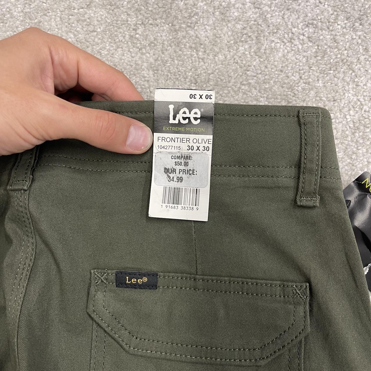 Y2K Lee cargo work pants green straight leg Regular straight fit chino hiking style trousers