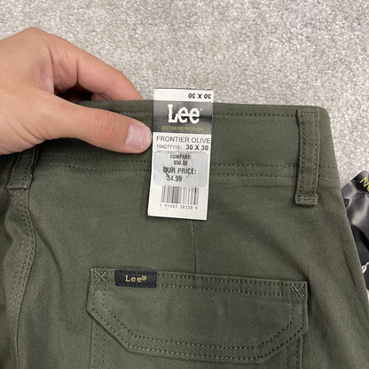 Y2K Lee cargo work pants green straight leg Regular straight fit chino hiking style trousers