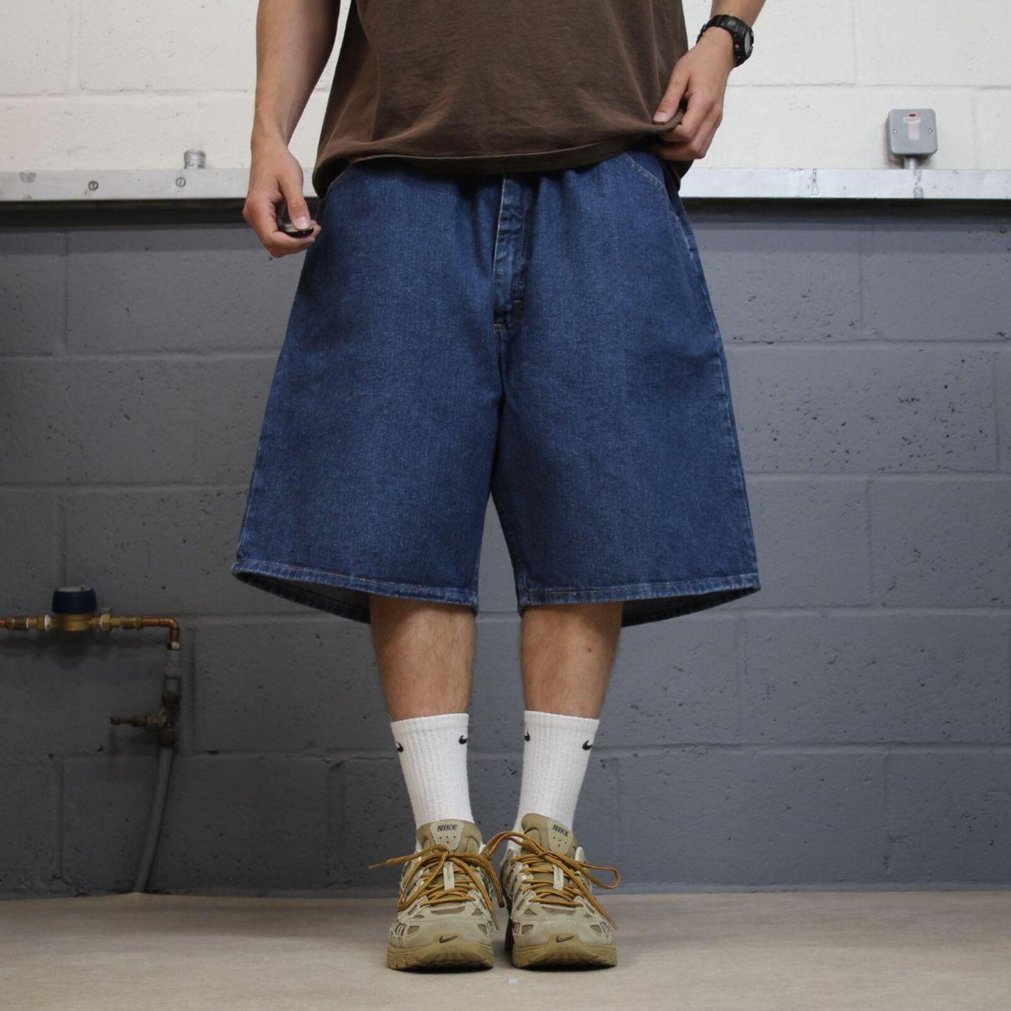 Wrangler baggy denim shorts blue Loose wide leg skater style jorts