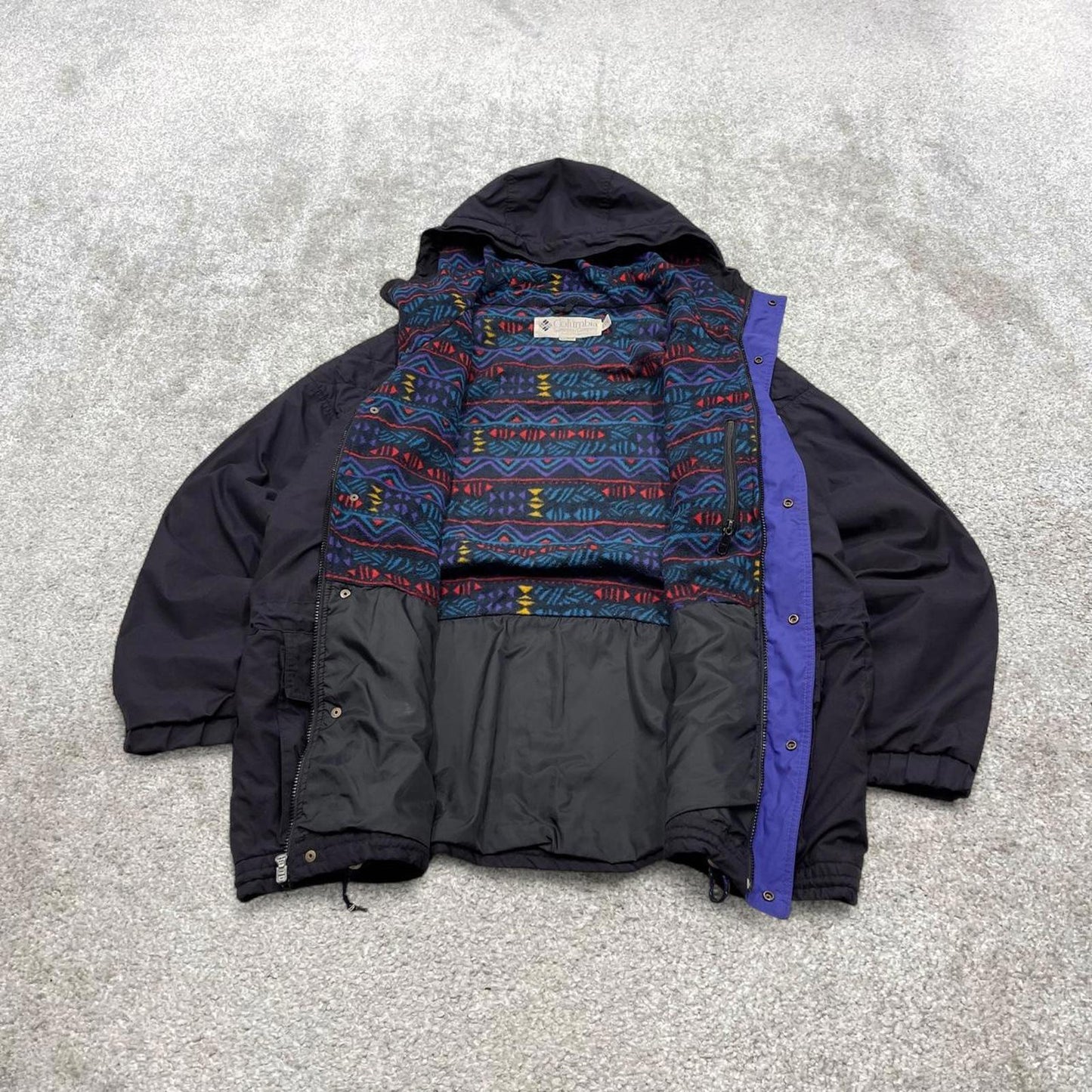 Y2k Columbia technical windbreaker jacket XL Tall men's y2k style hooded adjustable tech autumn