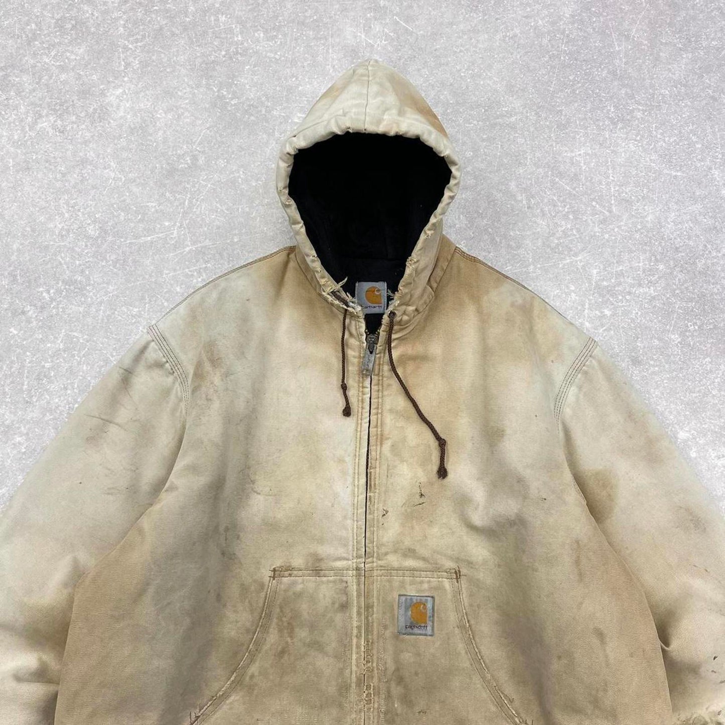 Vintage hooded Carhartt active jacket Large / X-Large distressed American