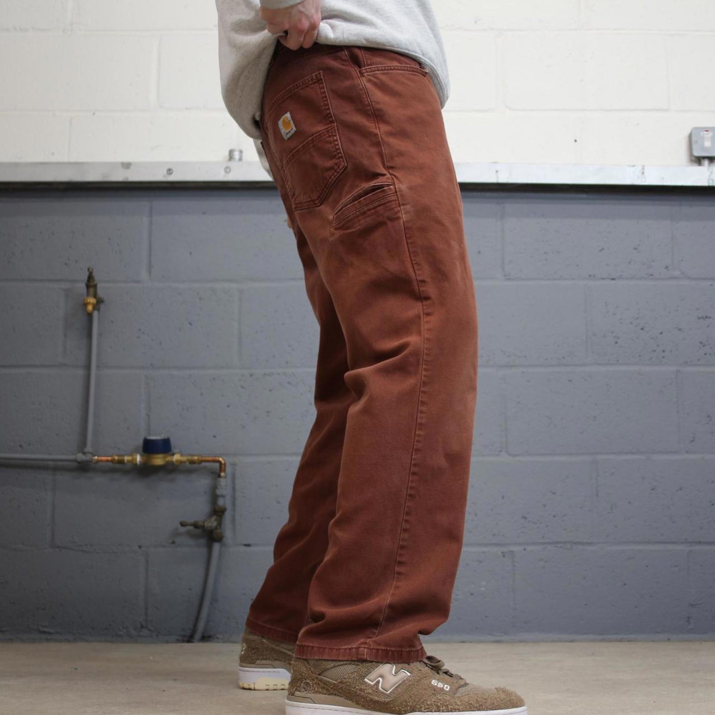 Carhartt carpenter jeans Y2K brick red loose relaxed fit skate style cargo work pants