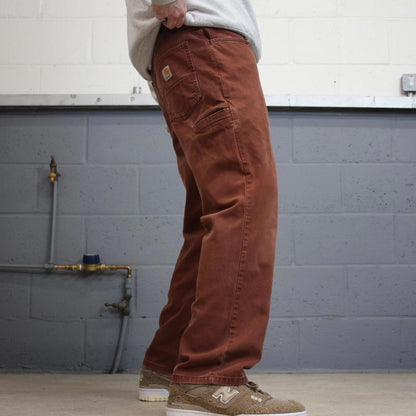 Carhartt carpenter jeans Y2K brick red loose relaxed fit skate style cargo work pants