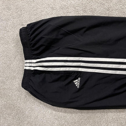 Y2K Adidas tracksuit bottoms black Medium Embroidered side stripe lined track pants
