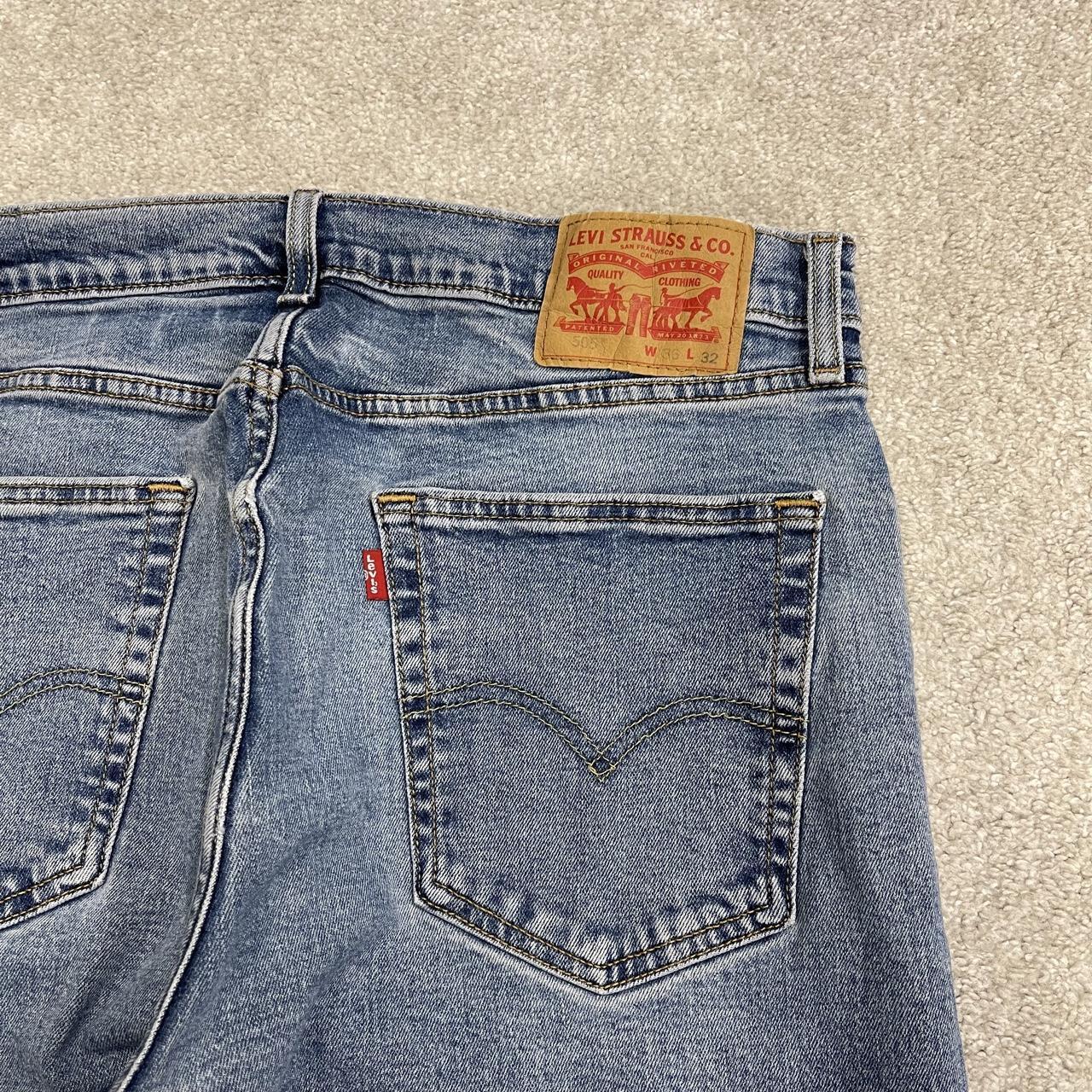 Y2K Levi’s 505 jeans straight leg washed blue Straight fit 5 pocket pants red tab logo