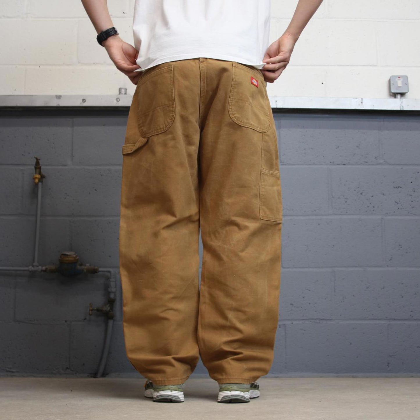 Baggy Dickies carpenter jeans W40L30 tan brown wide leg 90s style canvas cargos
