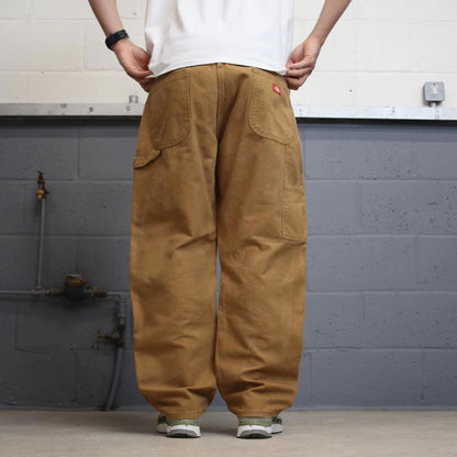 Baggy Dickies carpenter jeans W40L30 tan brown wide leg 90s style canvas cargos