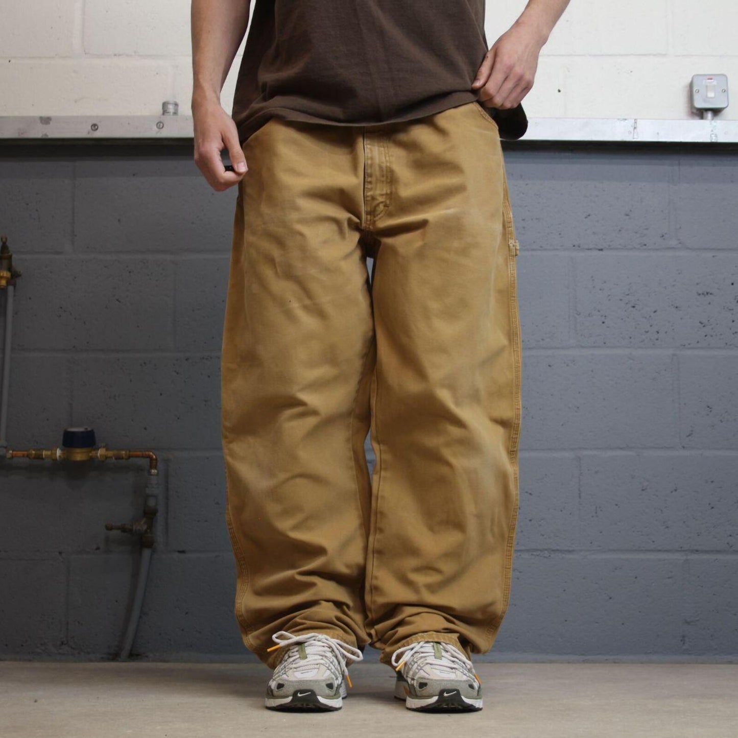 Dickies baggy carpenter jeans wide leg tan brown Loose canvas skate style cargo work pants