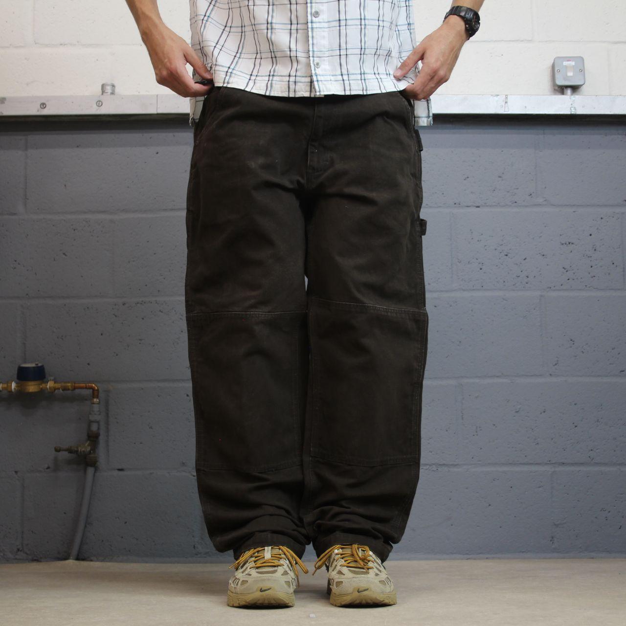 Brown denim carpenter jeans y2k loose W36L32 Lakin Mckey straight leg skater style work cargos