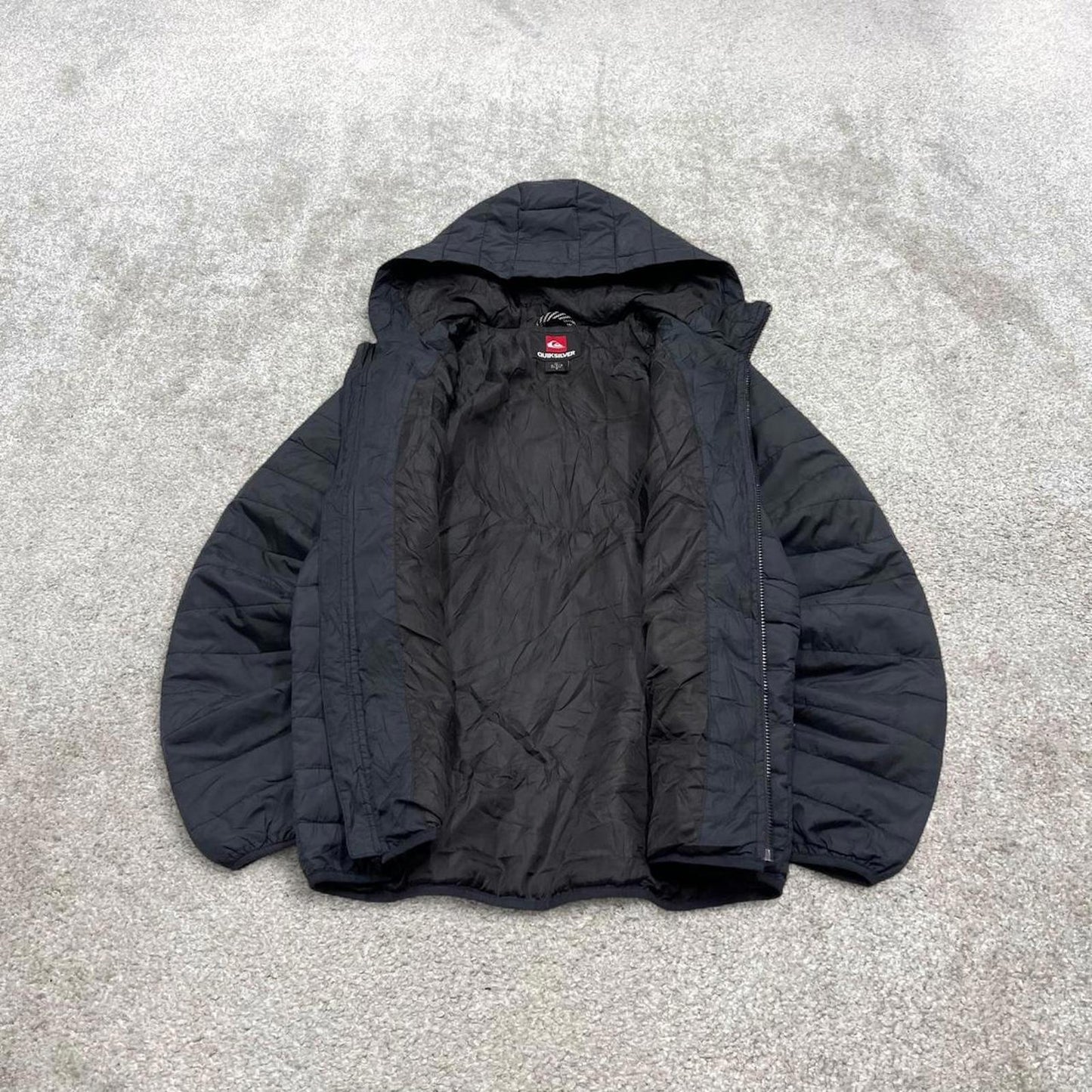 00s Quiksilver technical padded jacket M men's black y2k style hooded winter coat