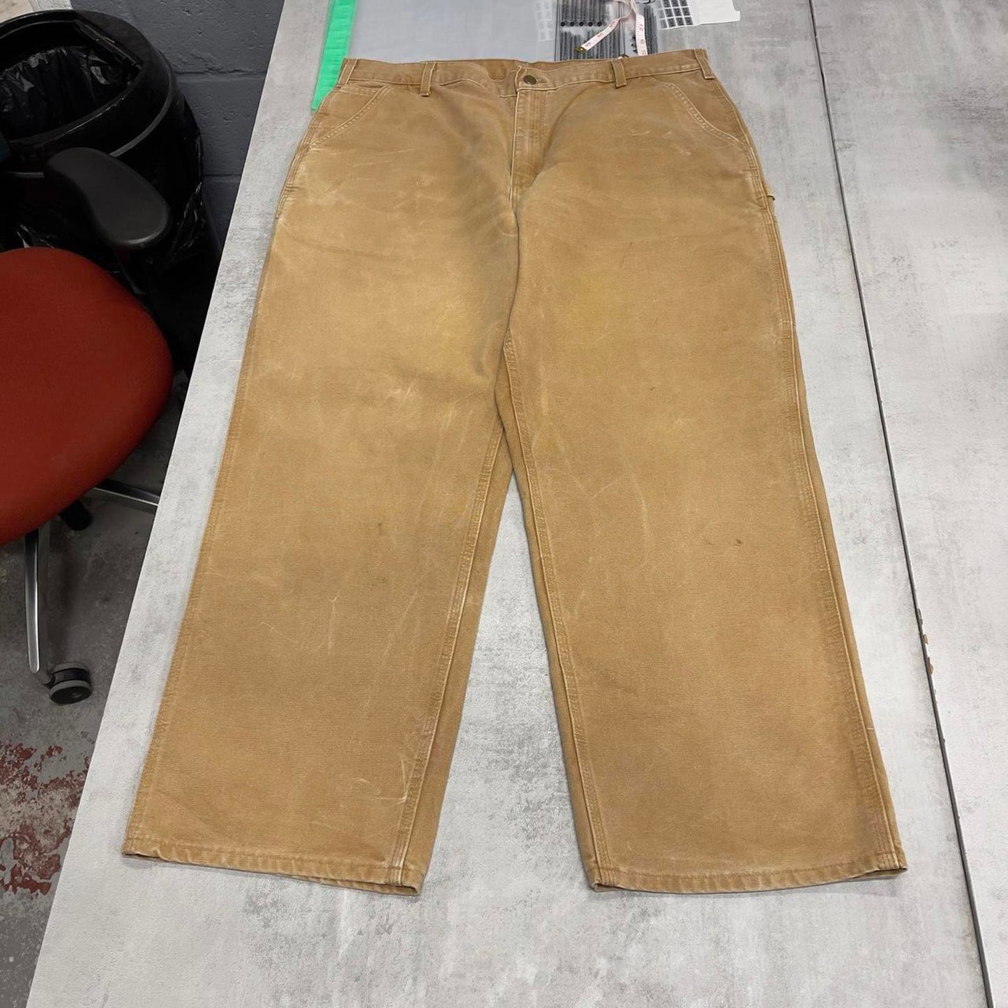 Baggy Carhartt carpenter jeans W40L30 wide leg thick canvas sand brown cargos