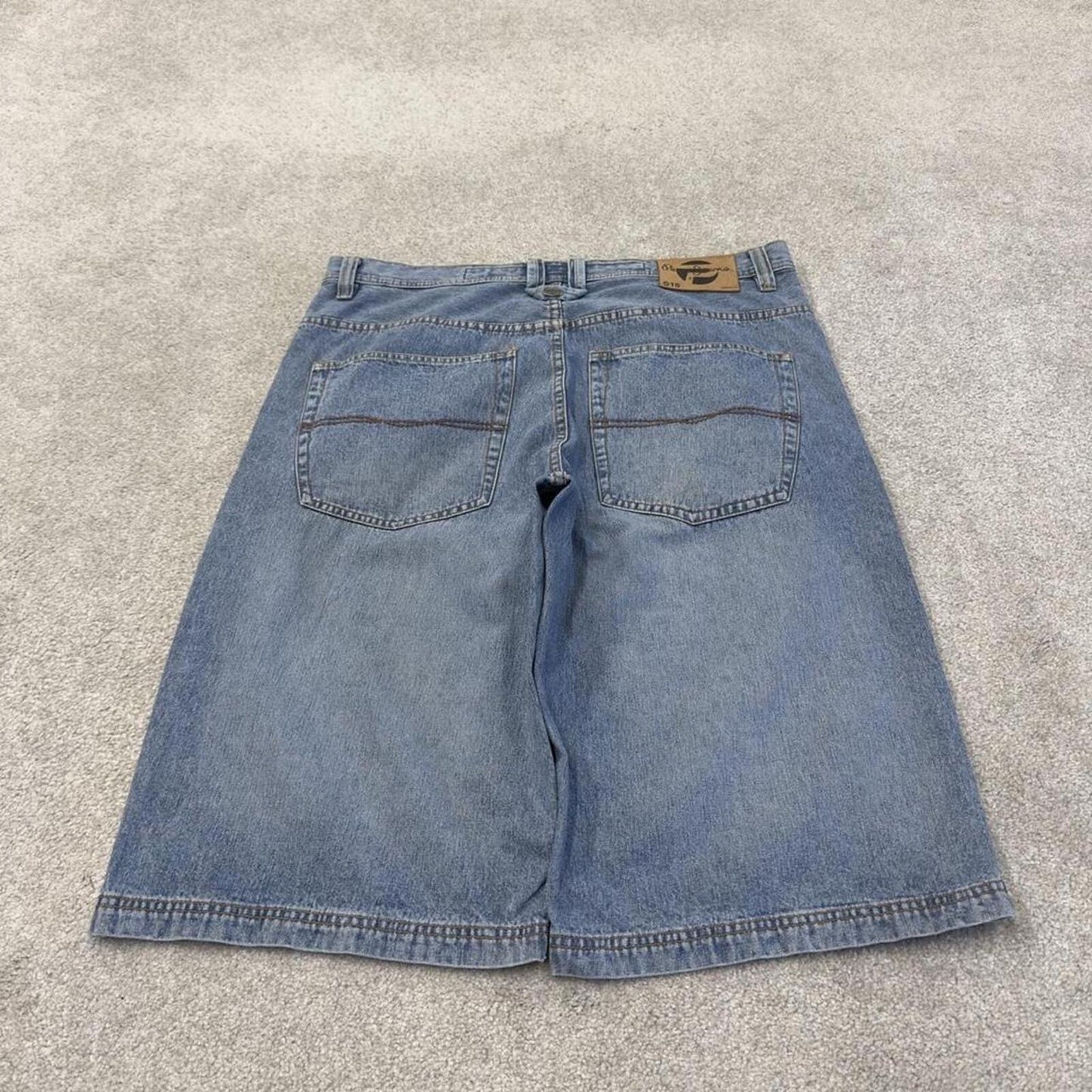 Pepe extra baggy denim shorts wide leg blue Long skater style surf jorts