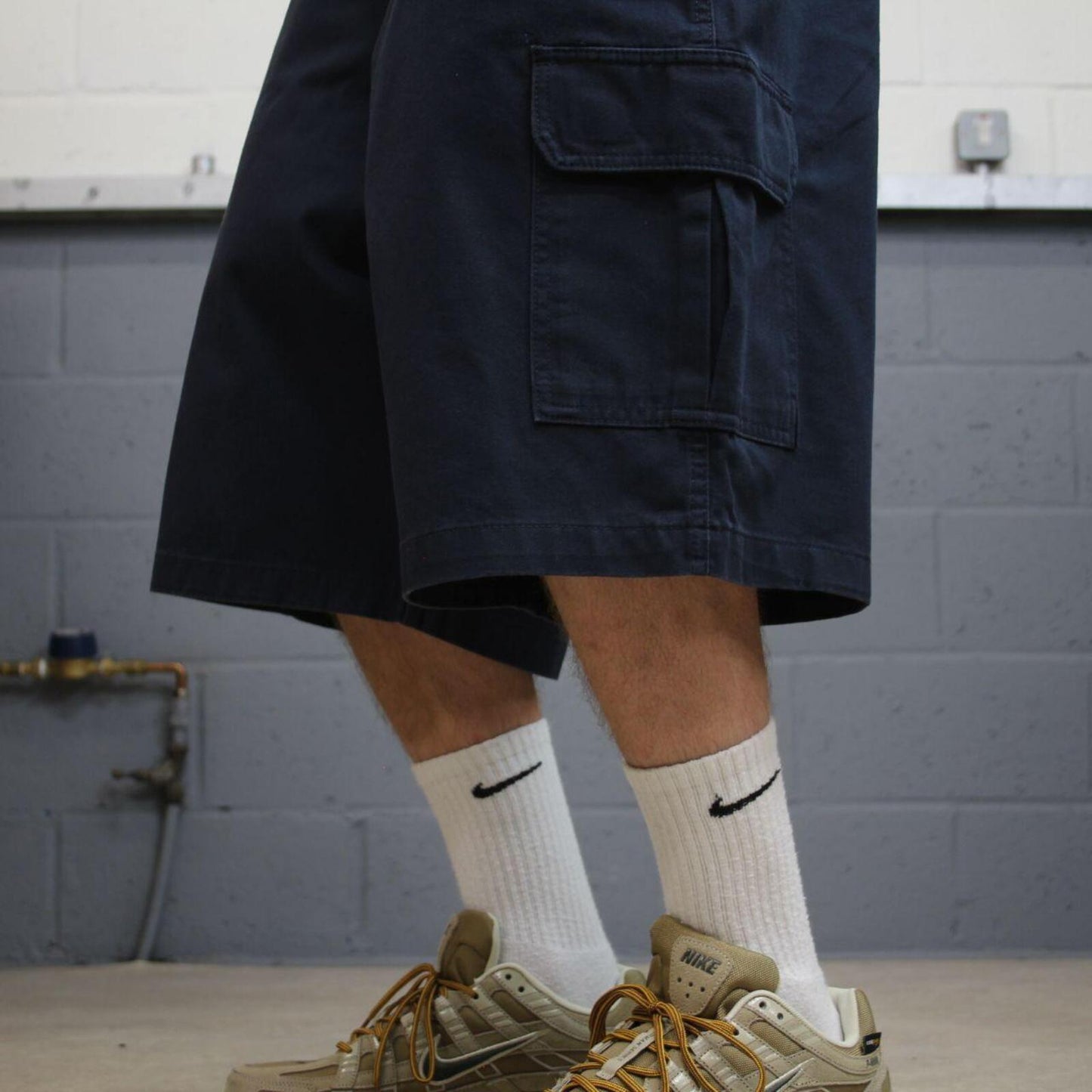 Dickies baggy cargo shorts chino navy Chino style skater shorts long wide leg festival