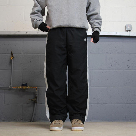 Vintage Y2K Adidas tracksuit bottoms black Side stripe design mesh lined gym track pants