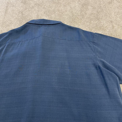 Columbia baggy short sleeve shirt navy Festival style button down summer shirt