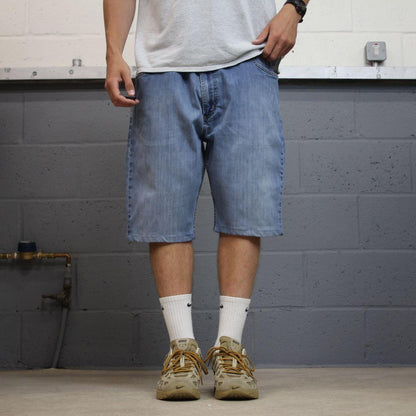 Carhartt denim shorts y2k faded blue Loose skater style work jorts