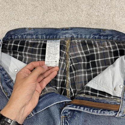 Carhartt jeans thick y2k denim blue Relaxed fit 100% cotton checkered lining skater pants