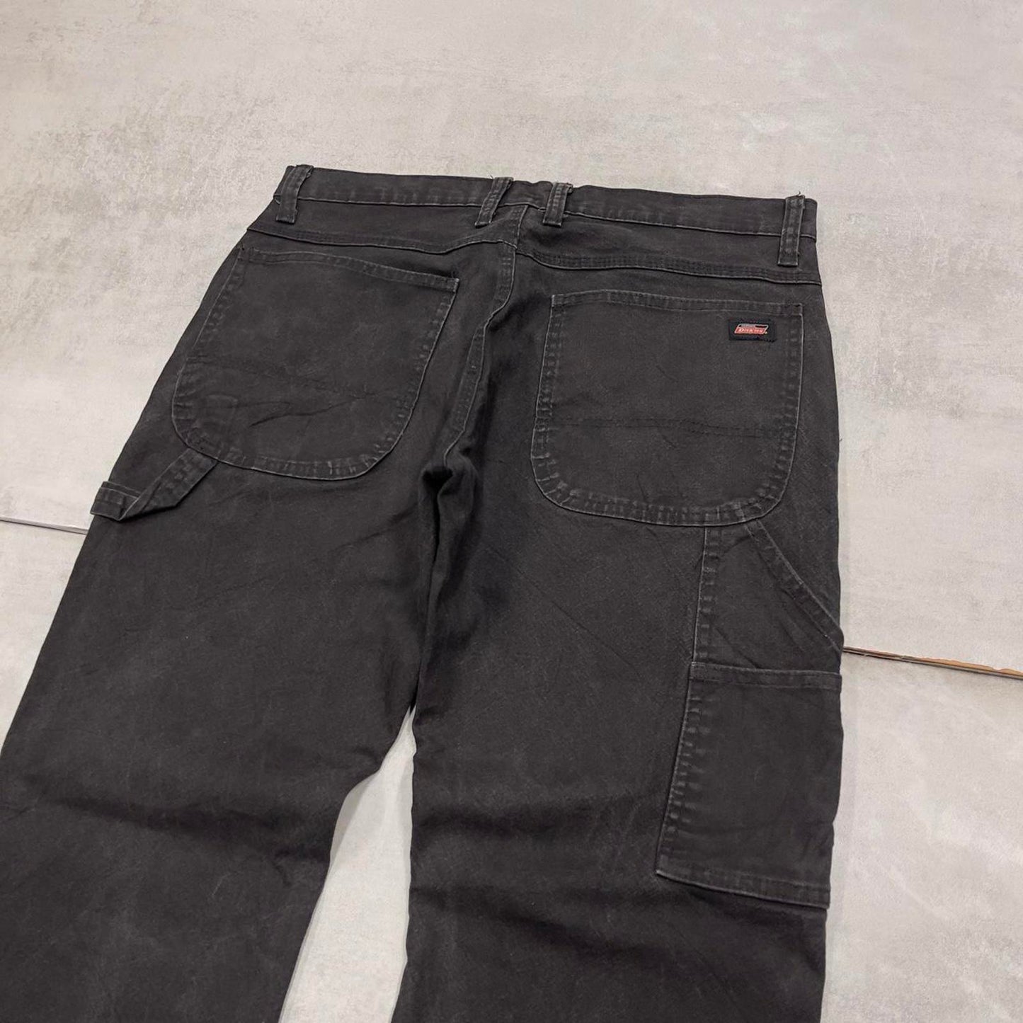 Loose Dickies carpenter jeans W32L30 90s skate style black thick canvas cargos